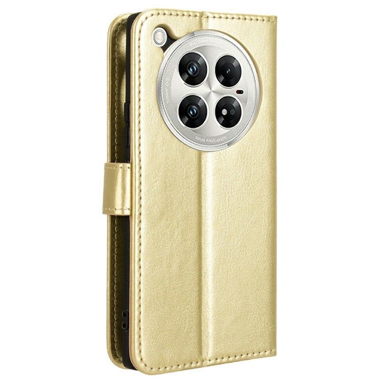 For Infinix Zero 40 5G X6861 Case Crazy Horse Texture PU Leather Phone Wallet Cover - Gold