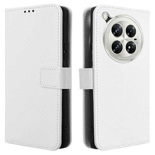 For Infinix Zero 40 5G X6861 Case PU Leather Diamond Texture Wallet Phone Cover - White