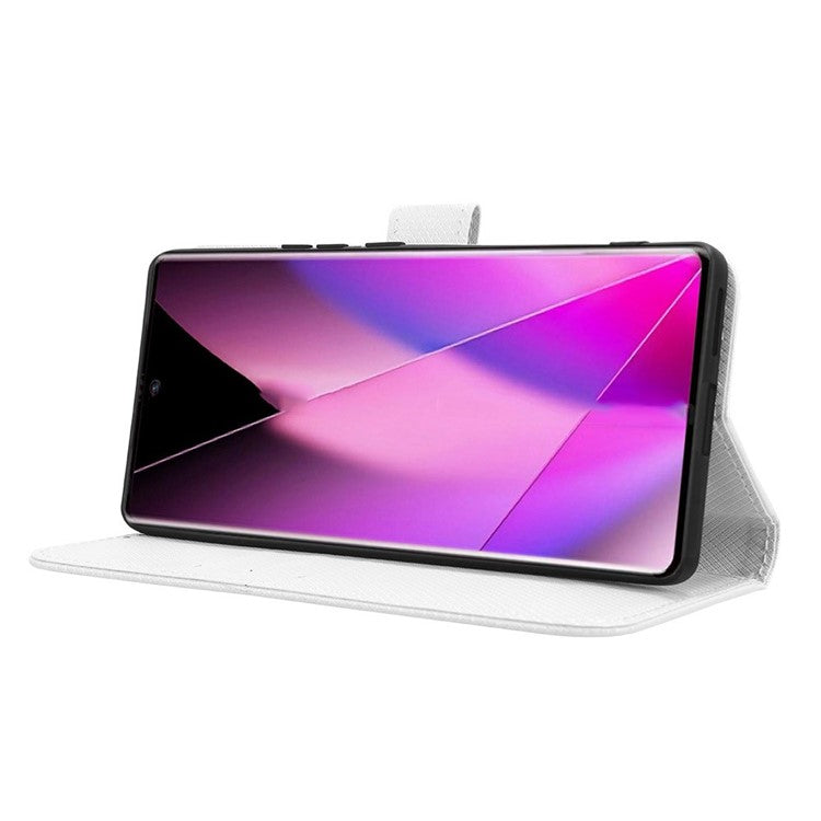 For Infinix Zero 40 5G X6861 Case PU Leather Diamond Texture Wallet Phone Cover - White