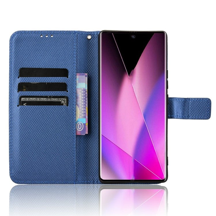 For Infinix Zero 40 5G X6861 Case PU Leather Diamond Texture Wallet Phone Cover - Blue