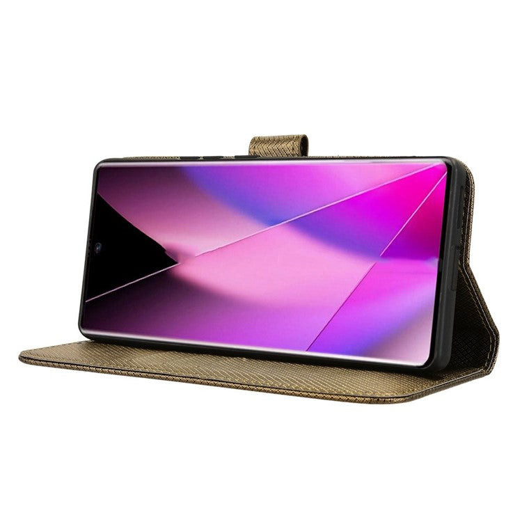 For Infinix Zero 40 5G X6861 Case PU Leather Diamond Texture Wallet Phone Cover - Brown