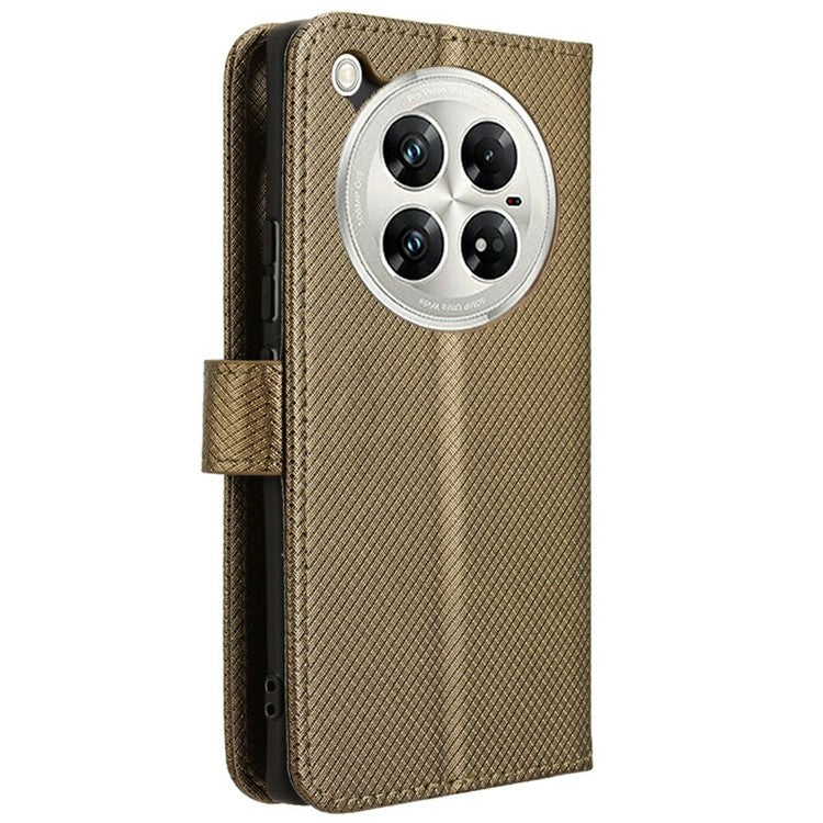 For Infinix Zero 40 5G X6861 Case PU Leather Diamond Texture Wallet Phone Cover - Brown