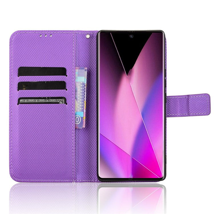 For Infinix Zero 40 5G X6861 Case PU Leather Diamond Texture Wallet Phone Cover - Purple