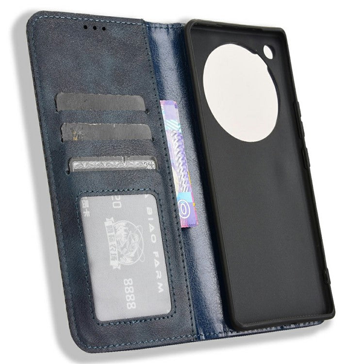 For Infinix Zero 40 5G X6861 Leather Case Wallet Stand Retro Texture Phone Cover - Blue