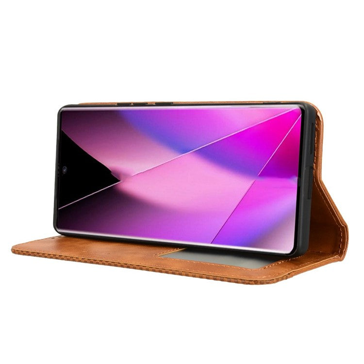 For Infinix Zero 40 5G X6861 Leather Case Wallet Stand Retro Texture Phone Cover - Brown