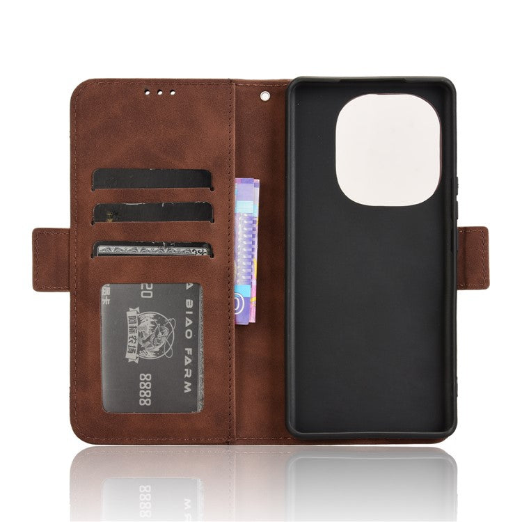 For vivo T3 Pro 5G / iQOO Z9s Pro 5G Leather Case Phone Wallet Cover with Multiple Card Slots - Brown