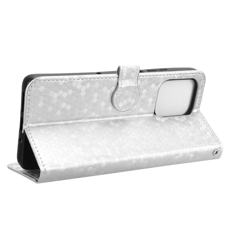 For Motorola Moto G75 5G Wallet Case Dot Pattern Imprint PU Leather Phone Cover - Silver