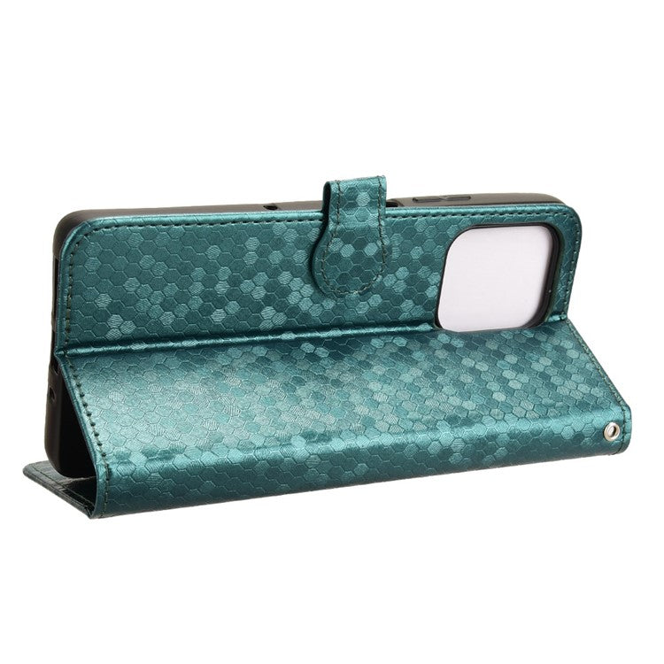 For Motorola Moto G75 5G Wallet Case Dot Pattern Imprint PU Leather Phone Cover - Green