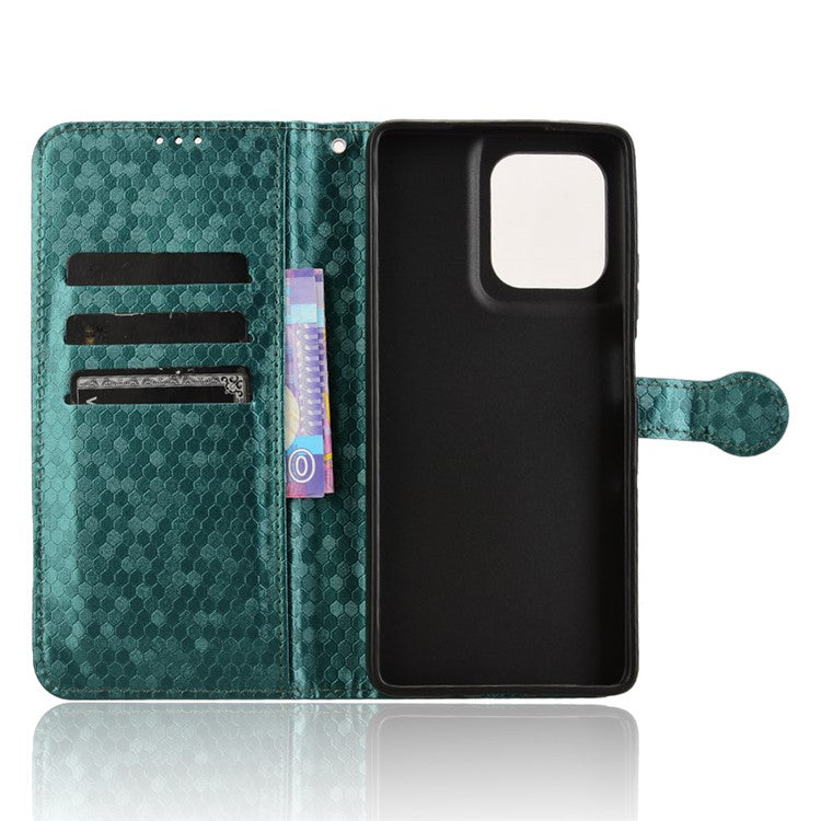 For Motorola Moto G75 5G Wallet Case Dot Pattern Imprint PU Leather Phone Cover - Green