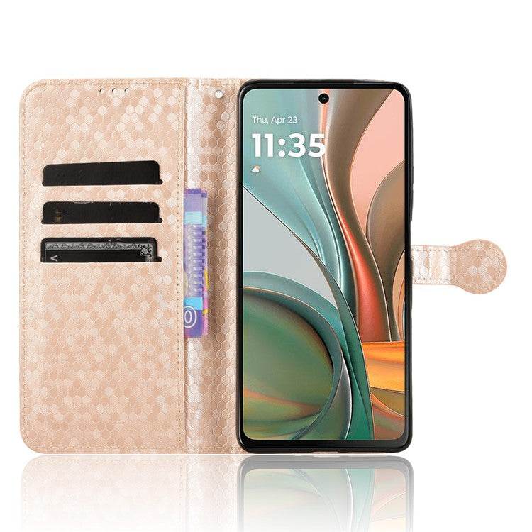 For Motorola Moto G75 5G Wallet Case Dot Pattern Imprint PU Leather Phone Cover - Rose Gold