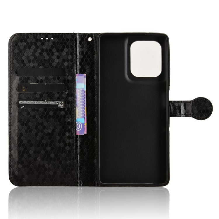 For Motorola Moto G75 5G Wallet Case Dot Pattern Imprint PU Leather Phone Cover - Black