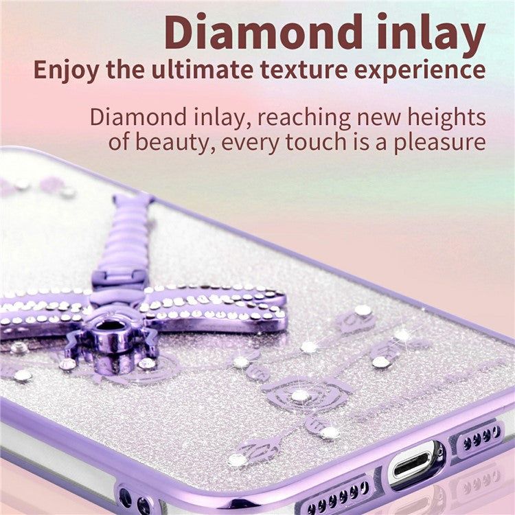 KADEM For Google Pixel 9 Pro  /  Pixel 9 Case Dragonfly Kickstand TPU Flowers Glitter Phone Cover - Purple