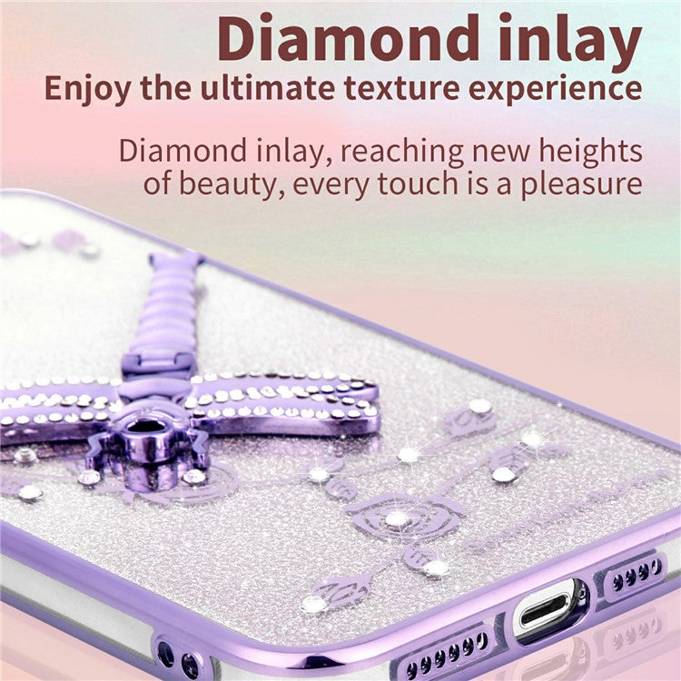 KADEM For Google Pixel 8 Case Dragonfly Kickstand TPU Flowers Glitter Phone Cover - Pink