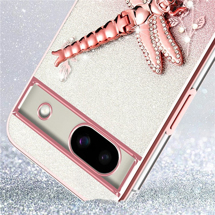 KADEM For Google Pixel 8a Case Dragonfly Kickstand TPU Flowers Glitter Phone Cover - Purple