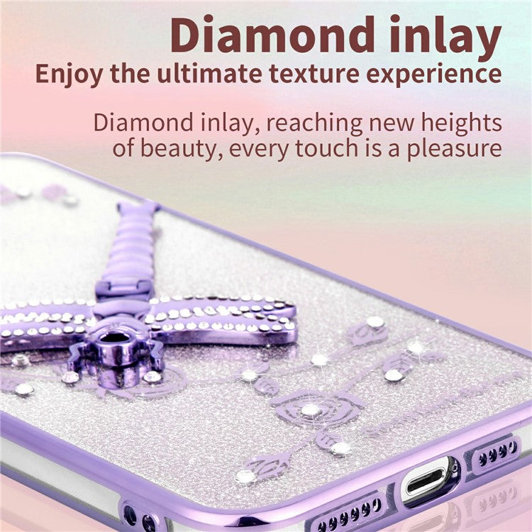 KADEM For Google Pixel 8 Pro Case Dragonfly Kickstand TPU Flowers Glitter Phone Cover - Purple