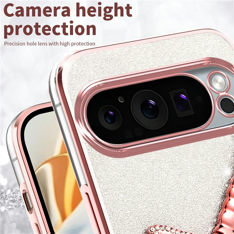 KADEM For Google Pixel 9 Pro XL Case Dragonfly Kickstand TPU Flowers Glitter Phone Cover - Purple