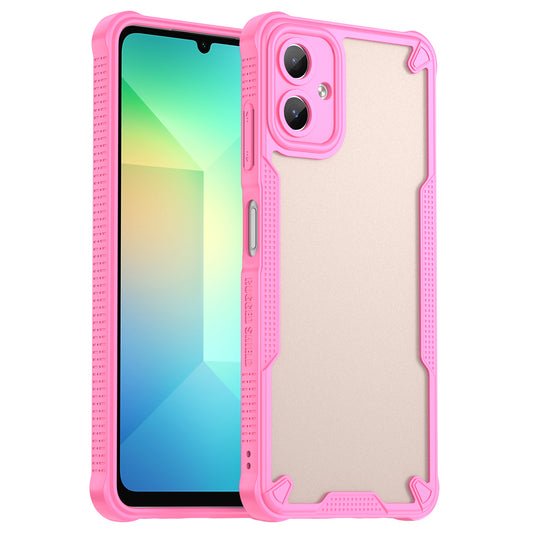 Armor Series For Samsung Galaxy A06 Case PC+TPU Semi-Transparent Frosted Finish Protective Phone Cover - Pink
