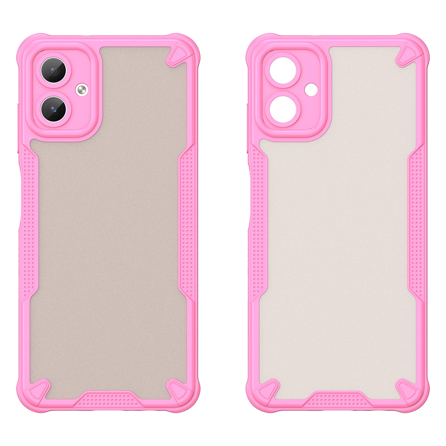 Armor Series For Samsung Galaxy A06 Case PC+TPU Semi-Transparent Frosted Finish Protective Phone Cover - Pink