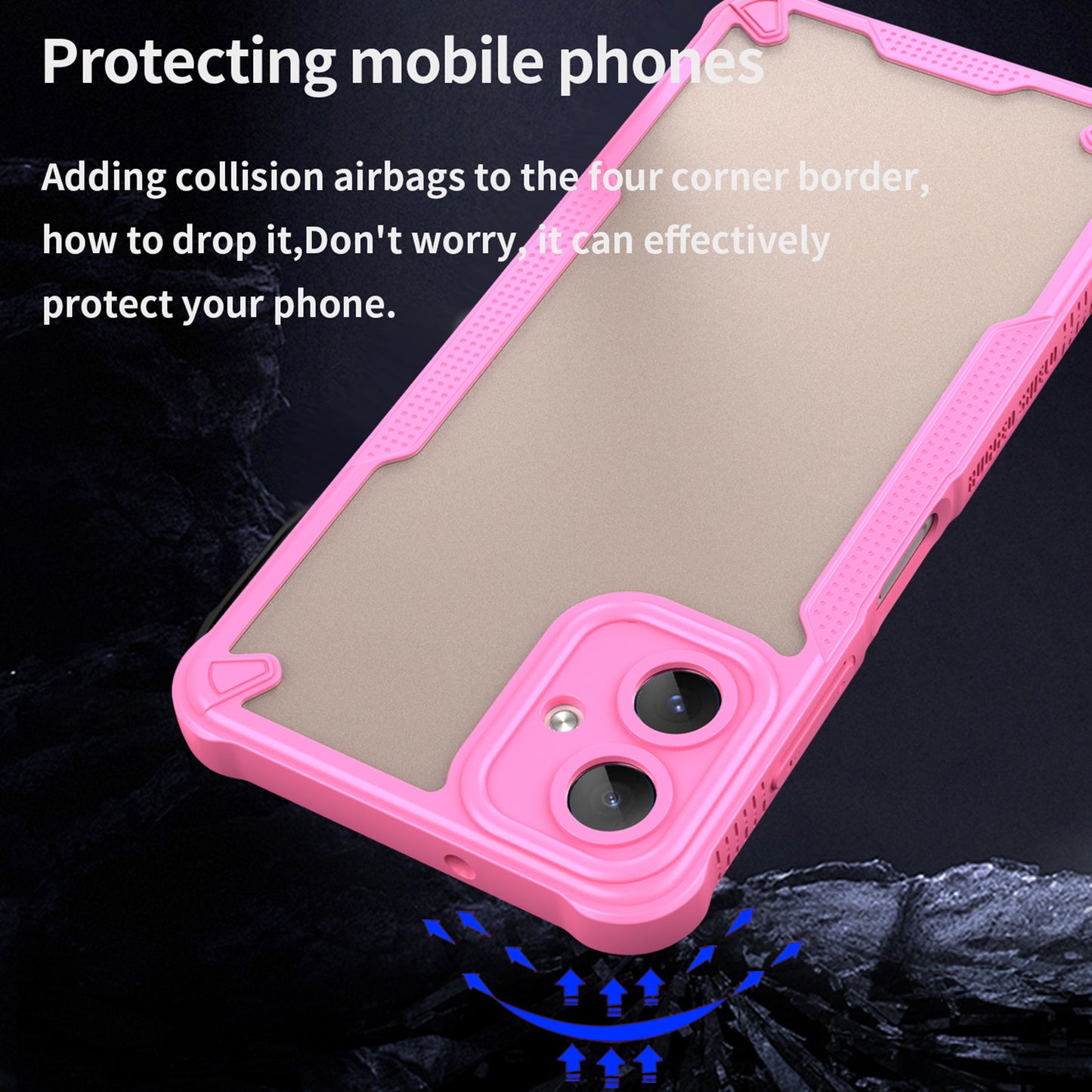 Armor Series For Samsung Galaxy A06 Case PC+TPU Semi-Transparent Frosted Finish Protective Phone Cover - Pink