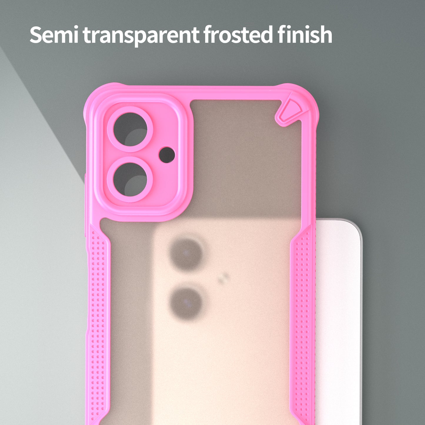 Armor Series For Samsung Galaxy A06 Case PC+TPU Semi-Transparent Frosted Finish Protective Phone Cover - Pink