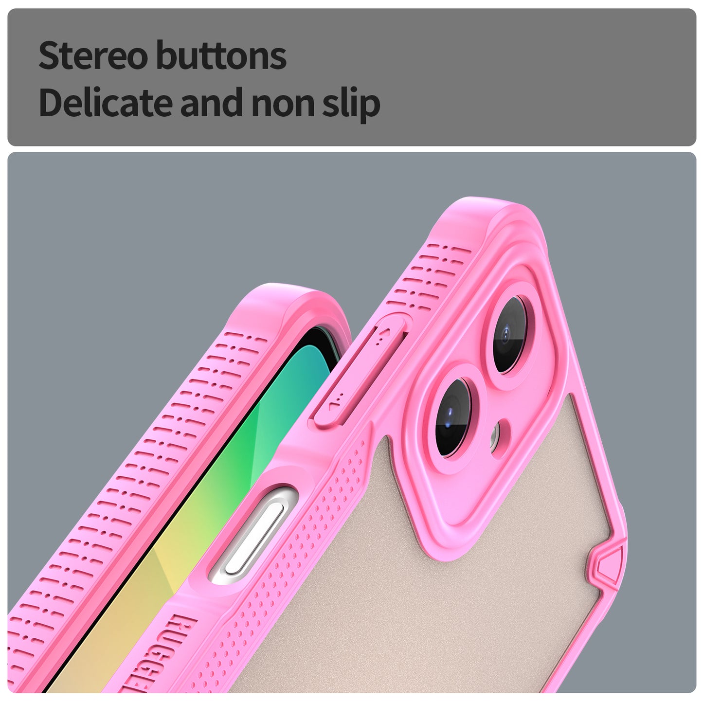 Armor Series For Samsung Galaxy A06 Case PC+TPU Semi-Transparent Frosted Finish Protective Phone Cover - Pink