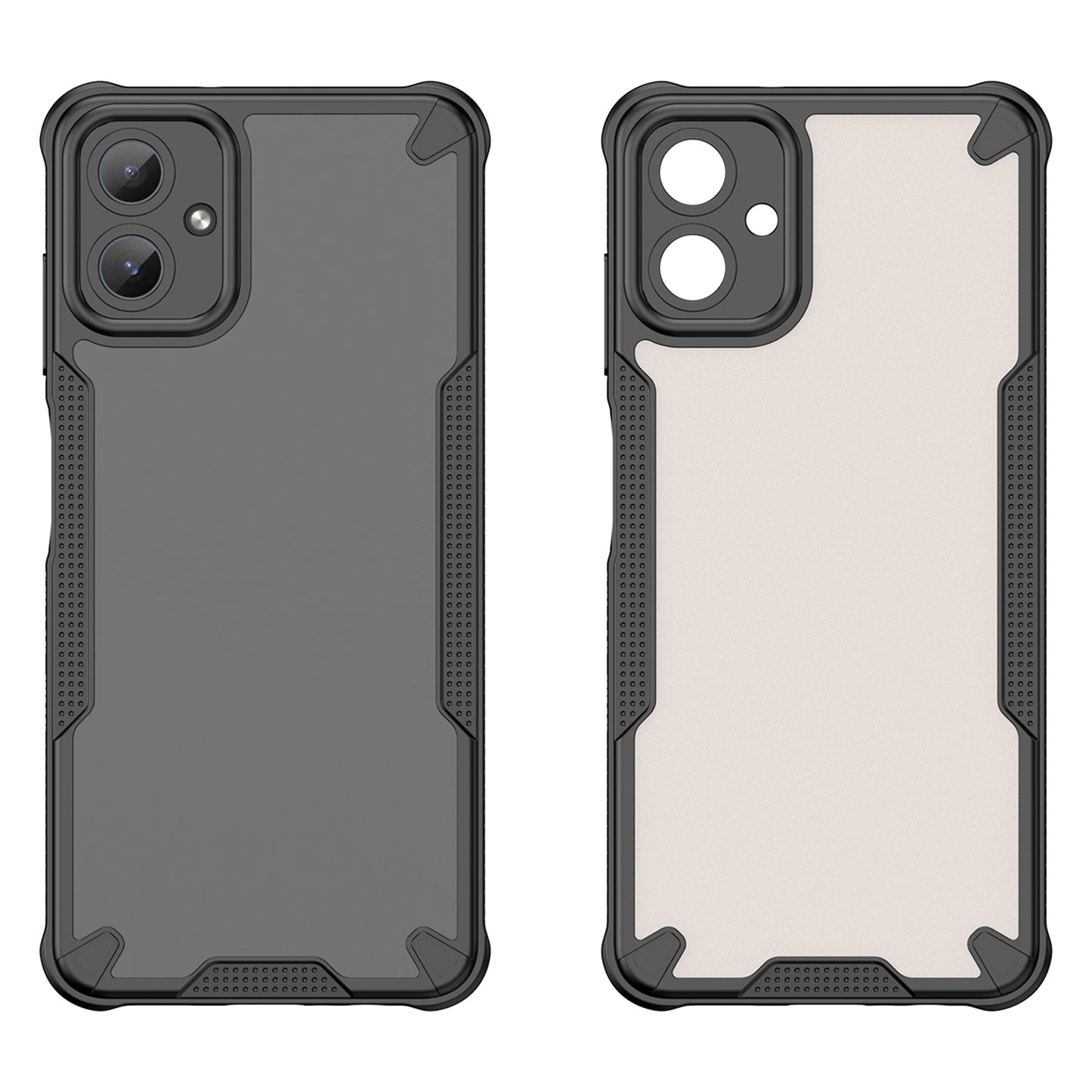 Armor Series For Samsung Galaxy A06 Case PC+TPU Semi-Transparent Frosted Finish Protective Phone Cover - Black