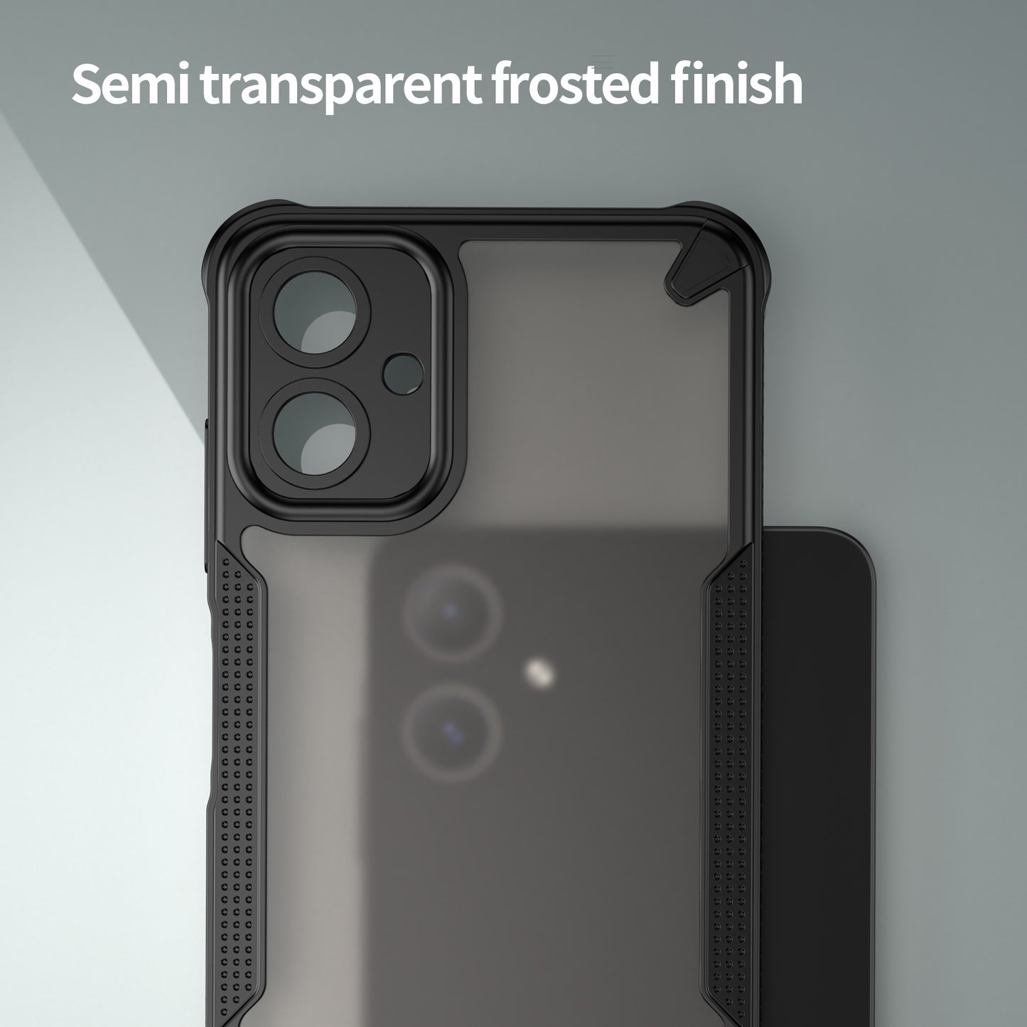 Armor Series For Samsung Galaxy A06 Case PC+TPU Semi-Transparent Frosted Finish Protective Phone Cover - Black