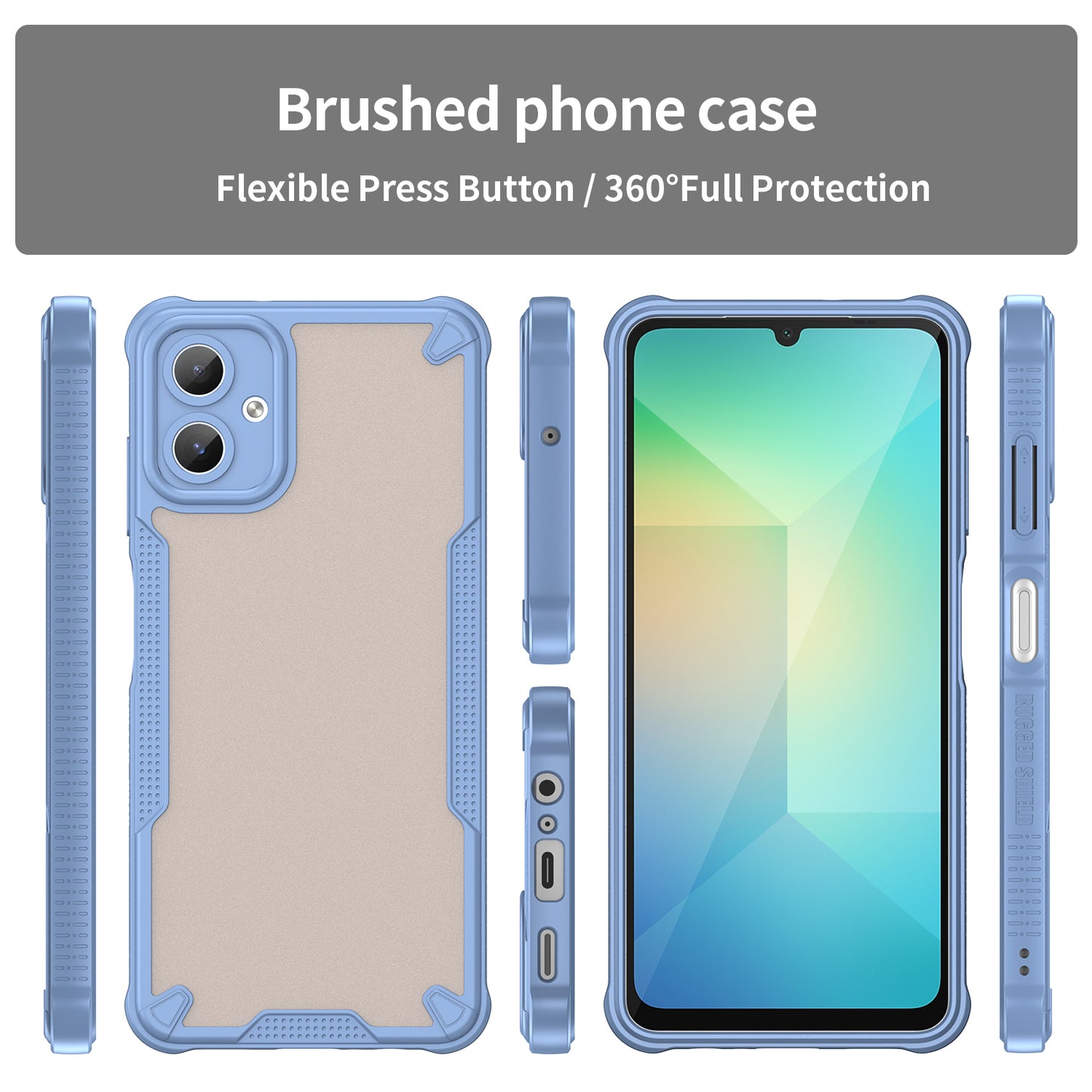 Armor Series For Samsung Galaxy A06 Case PC+TPU Semi-Transparent Frosted Finish Protective Phone Cover - Blue