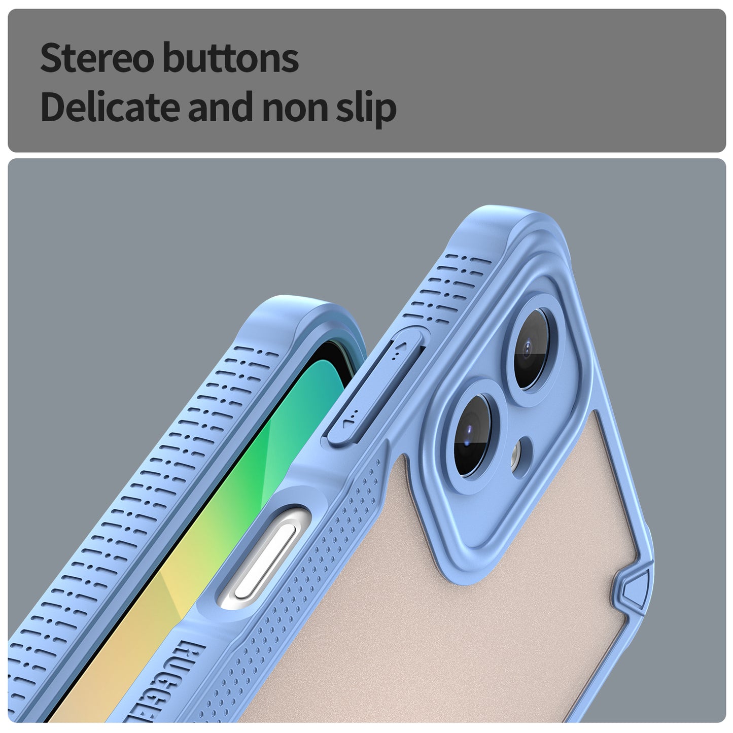 Armor Series For Samsung Galaxy A06 Case PC+TPU Semi-Transparent Frosted Finish Protective Phone Cover - Blue