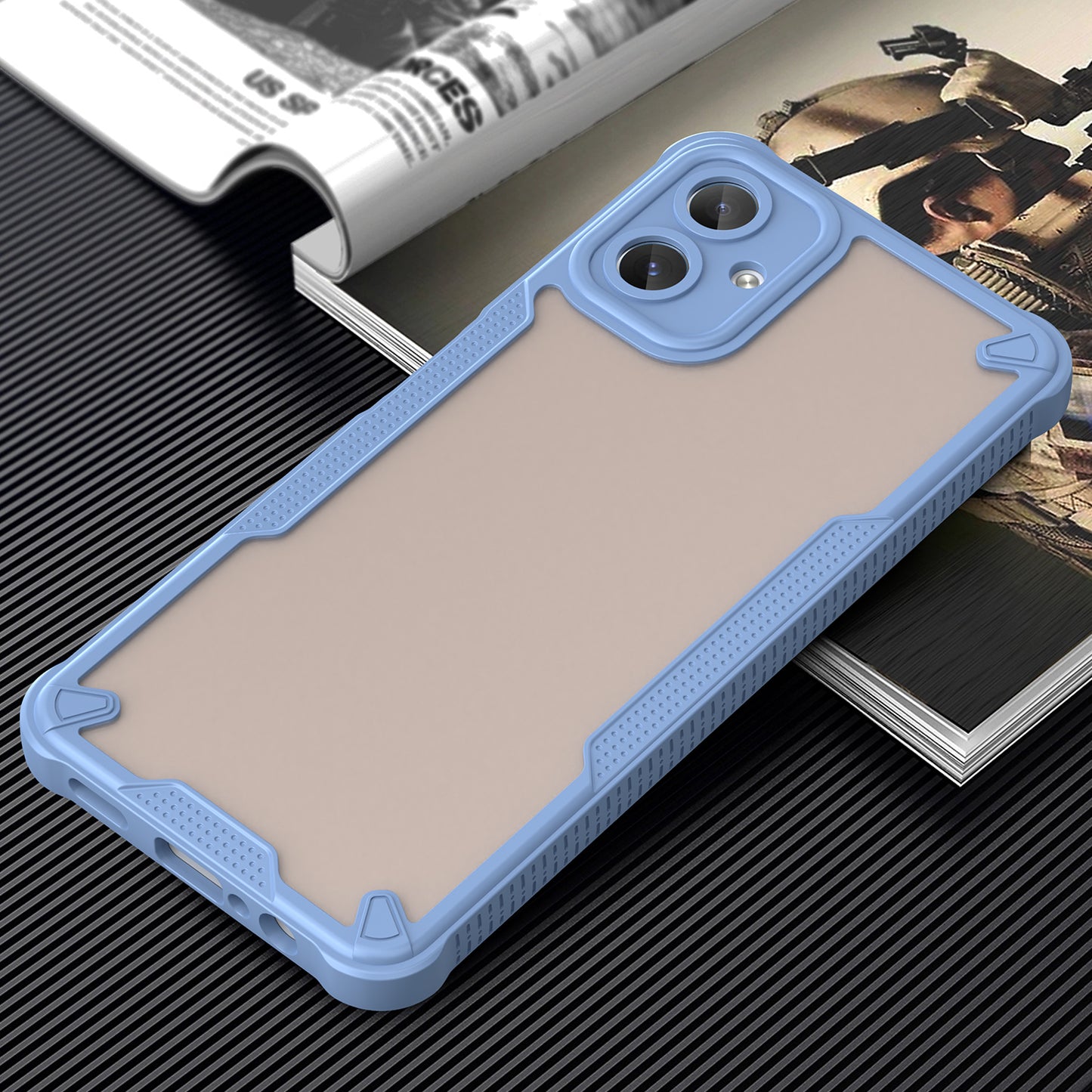 Armor Series For Samsung Galaxy A06 Case PC+TPU Semi-Transparent Frosted Finish Protective Phone Cover - Blue