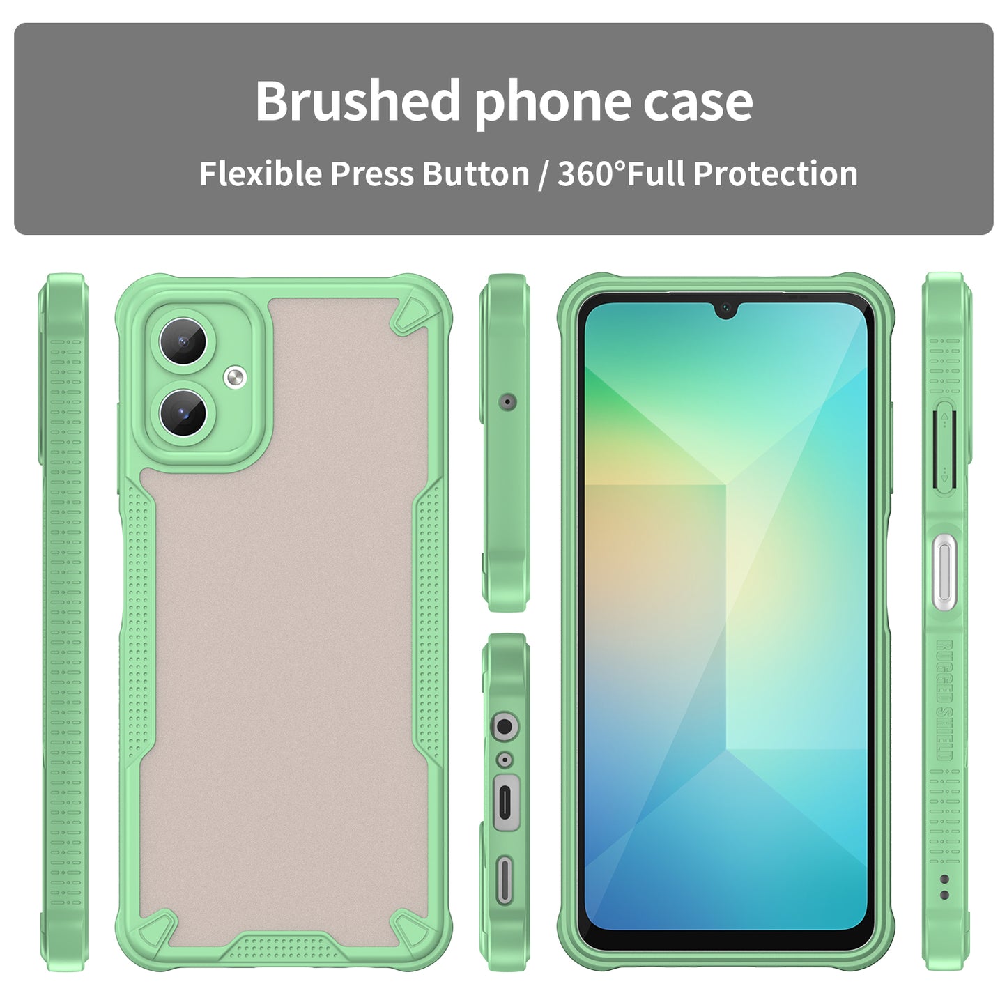 Armor Series For Samsung Galaxy A06 Case PC+TPU Semi-Transparent Frosted Finish Protective Phone Cover - Green