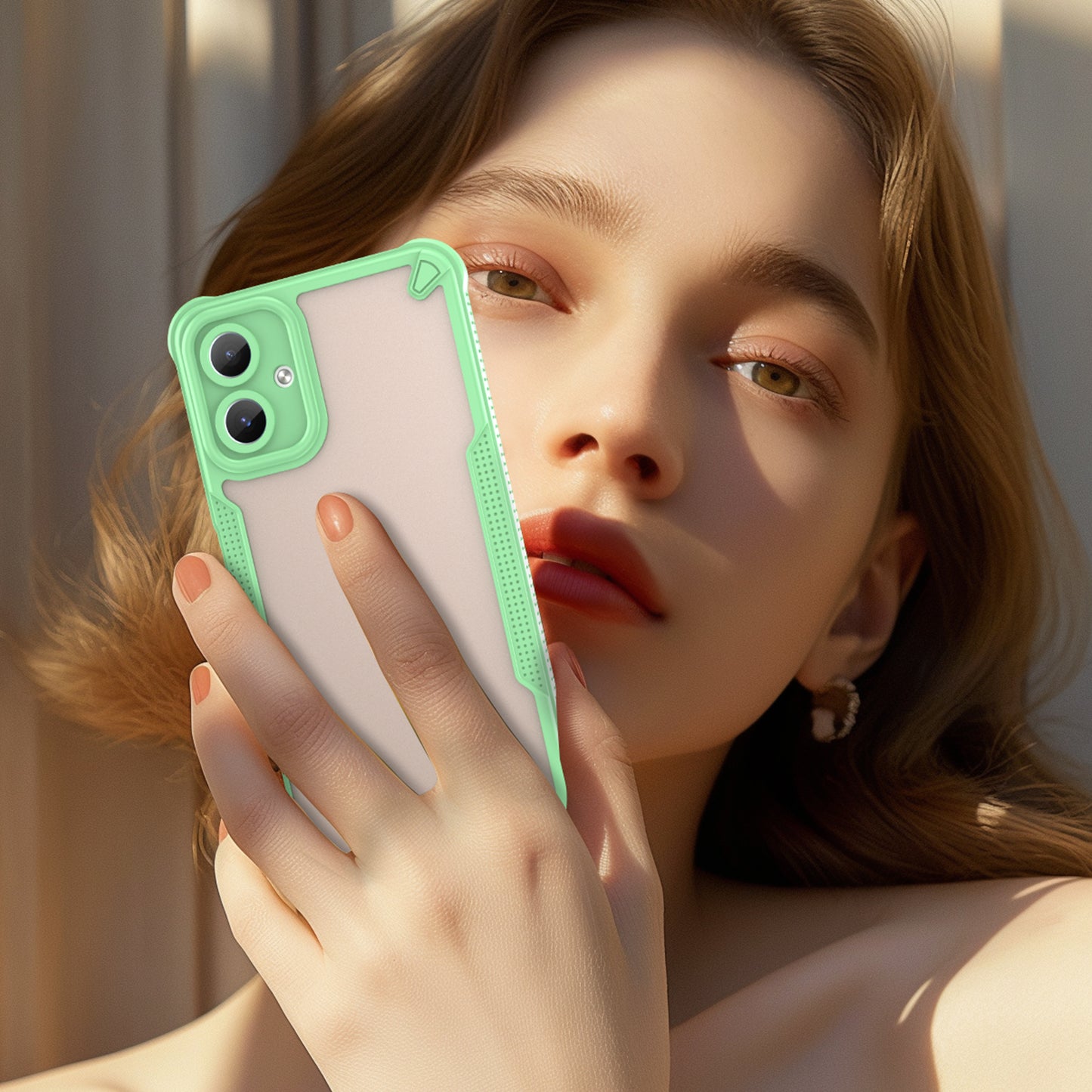 Armor Series For Samsung Galaxy A06 Case PC+TPU Semi-Transparent Frosted Finish Protective Phone Cover - Green