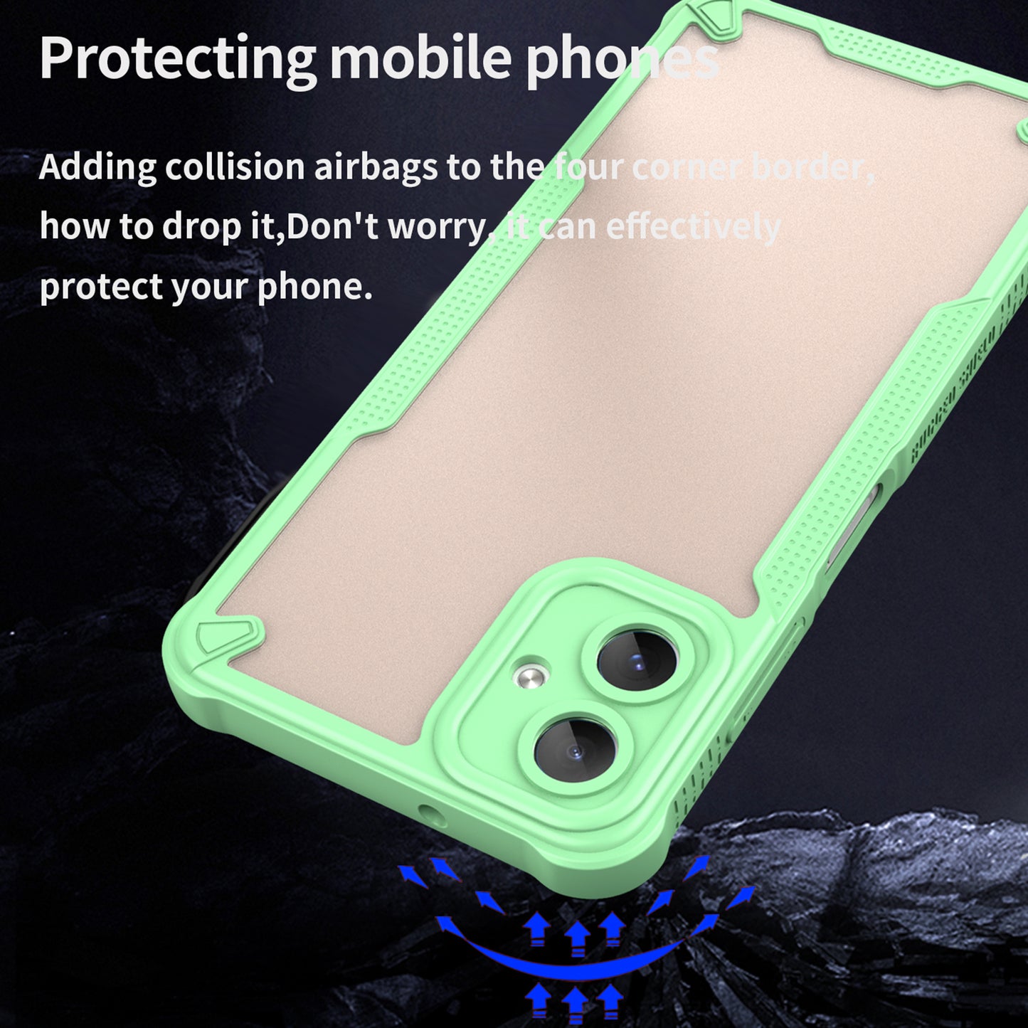 Armor Series For Samsung Galaxy A06 Case PC+TPU Semi-Transparent Frosted Finish Protective Phone Cover - Green