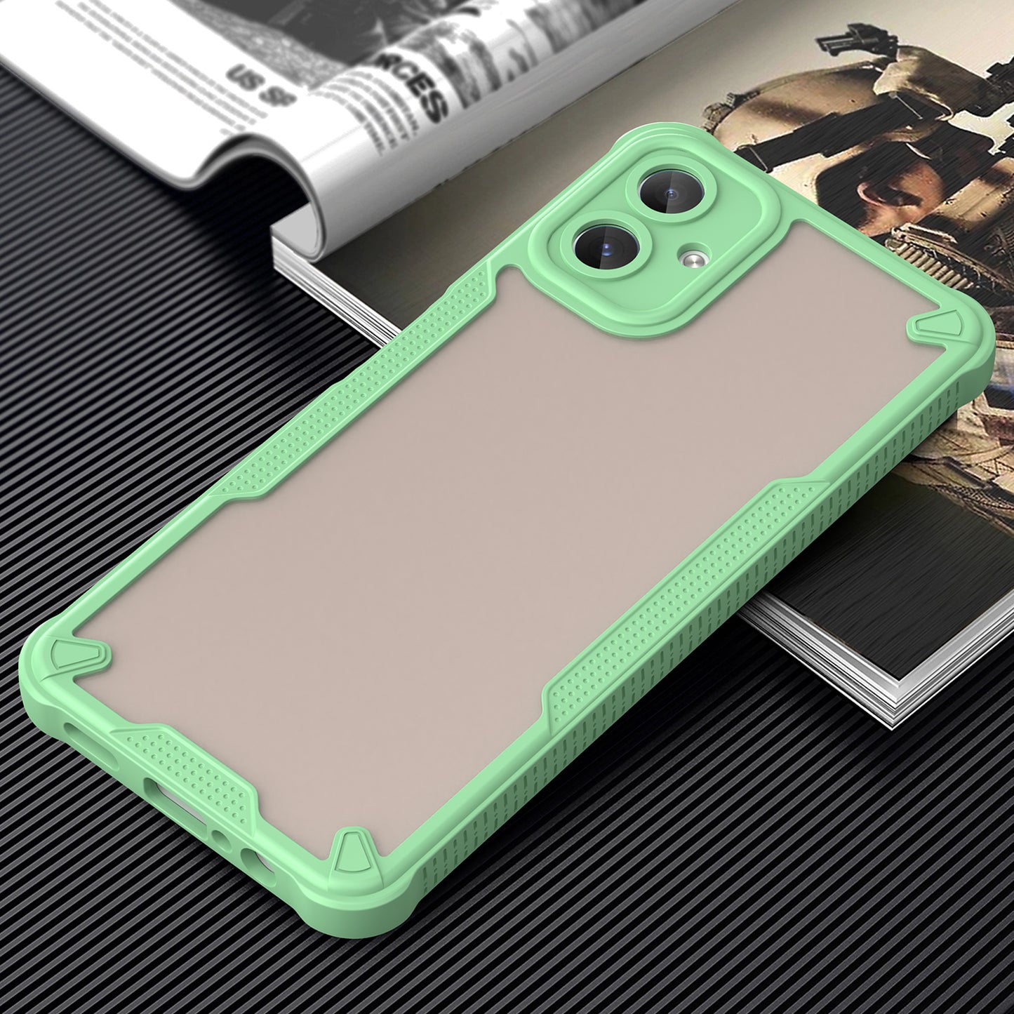 Armor Series For Samsung Galaxy A06 Case PC+TPU Semi-Transparent Frosted Finish Protective Phone Cover - Green
