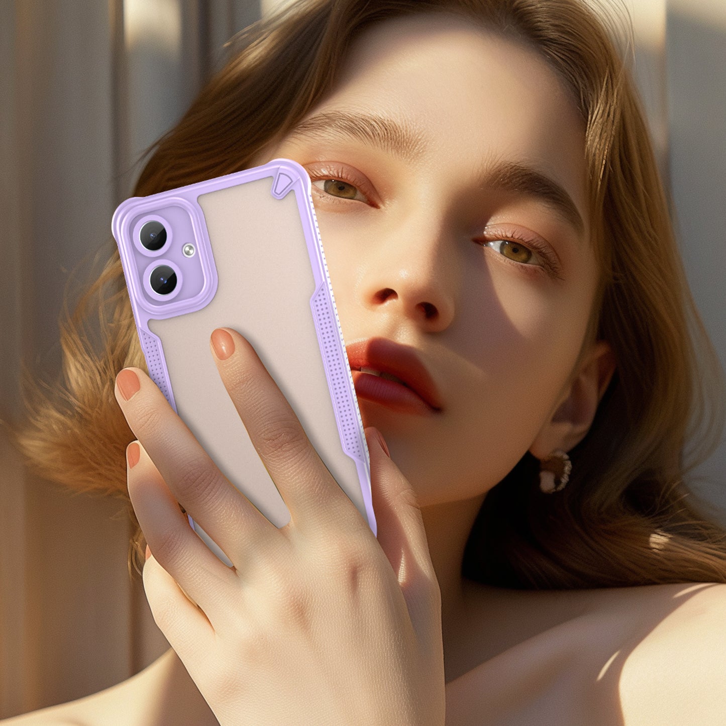 Armor Series For Samsung Galaxy A06 Case PC+TPU Semi-Transparent Frosted Finish Protective Phone Cover - Purple