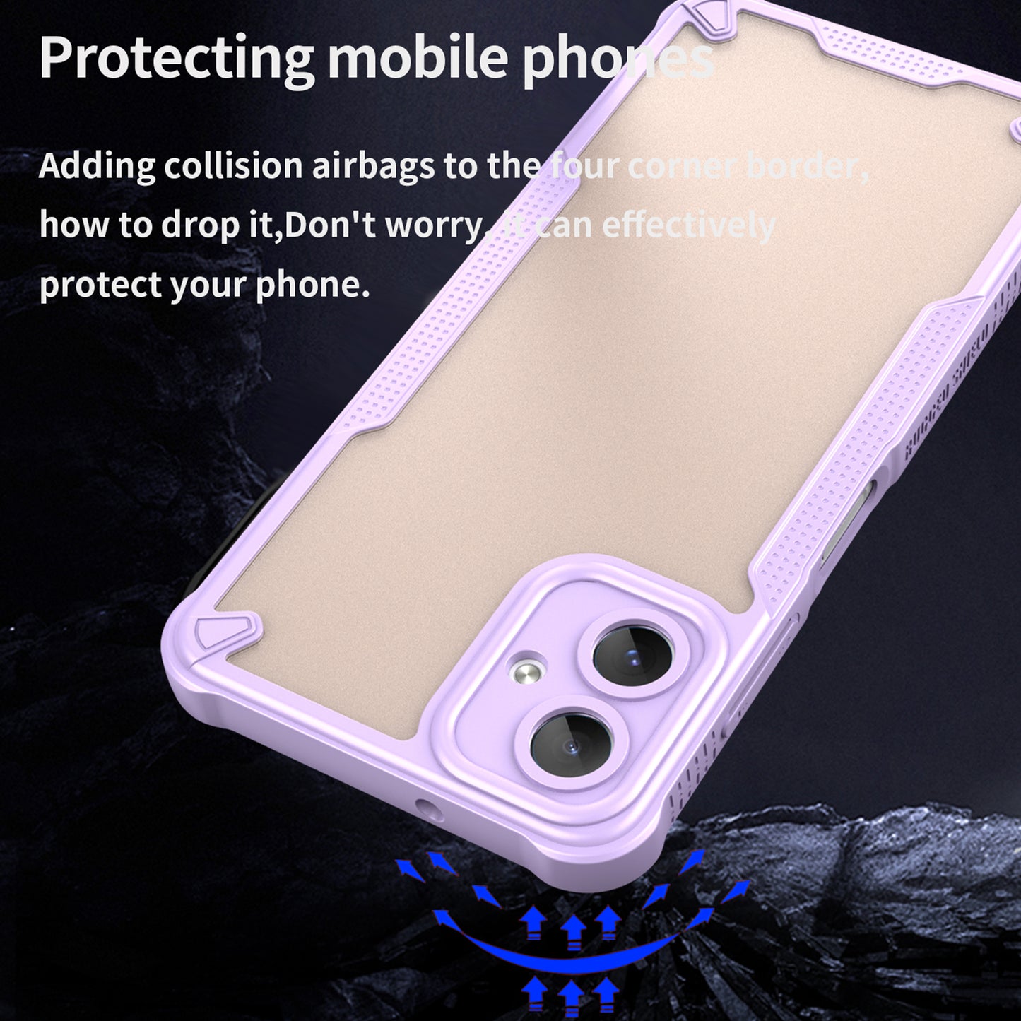 Armor Series For Samsung Galaxy A06 Case PC+TPU Semi-Transparent Frosted Finish Protective Phone Cover - Purple