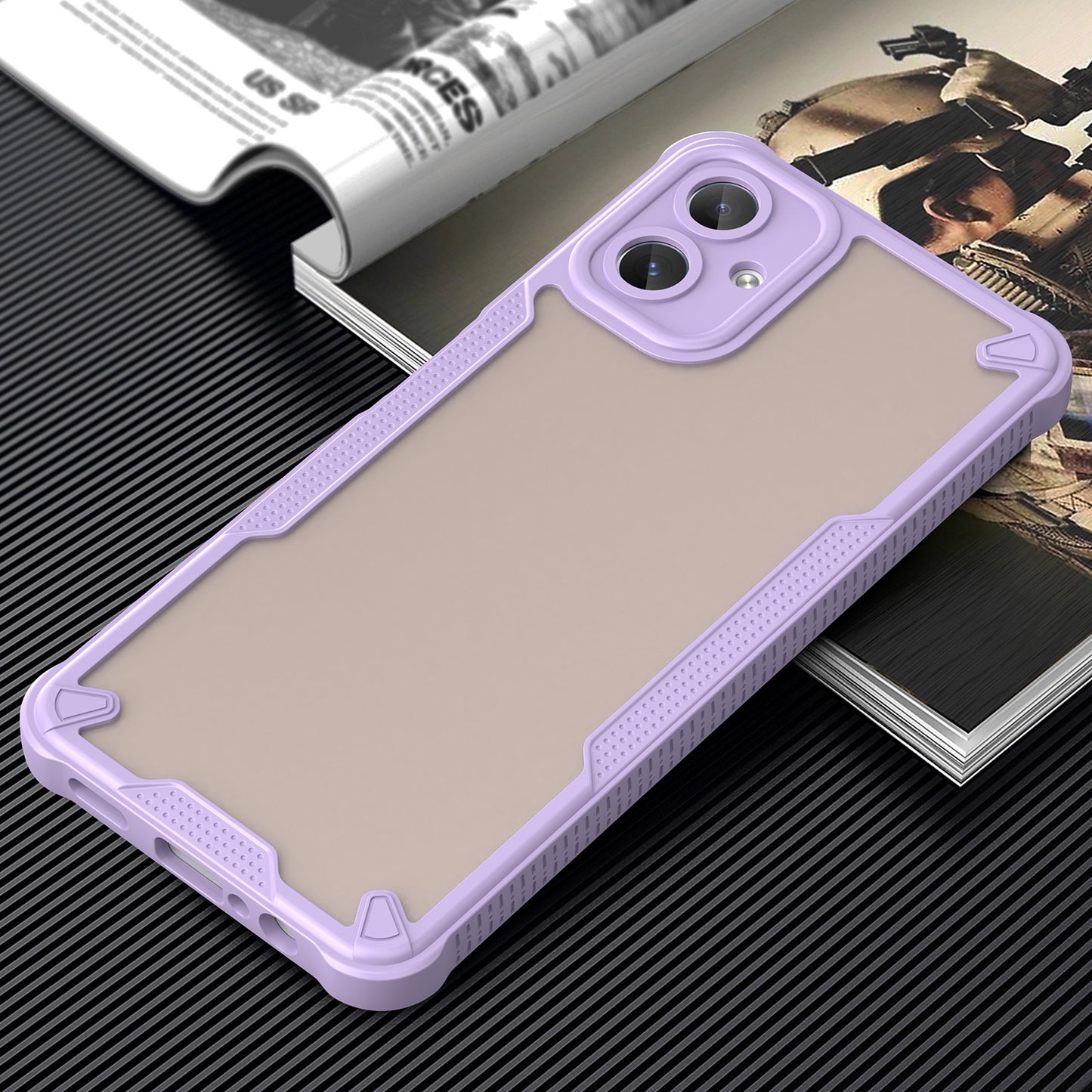 Armor Series For Samsung Galaxy A06 Case PC+TPU Semi-Transparent Frosted Finish Protective Phone Cover - Purple