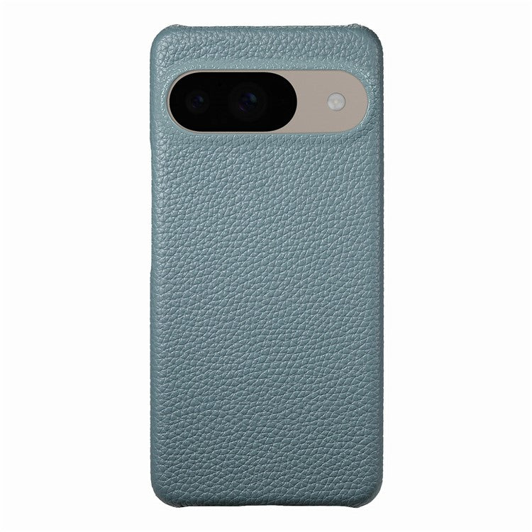 For Google Pixel 9 Pro  /  Pixel 9 Back Case Litchi Texture PU Leather PC Hard Cover - Blue