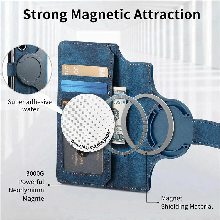 CASENEO For Samsung Galaxy Z Fold3 5G Leather Case 2-in-1 Magnetic Detachable Wallet Phone Cover - Blue