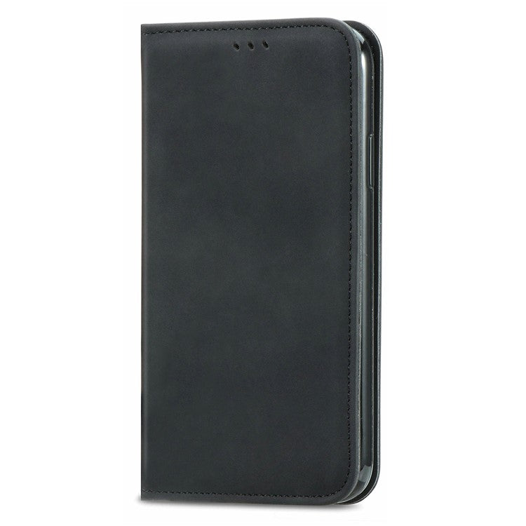 For Motorola Edge 50 Neo 5G / Moto S50 5G / Thinkphone 25 5G Case Skin Touch Feeling Card Slot Leather Phone Cover Stand Magnetic Absorption - Black
