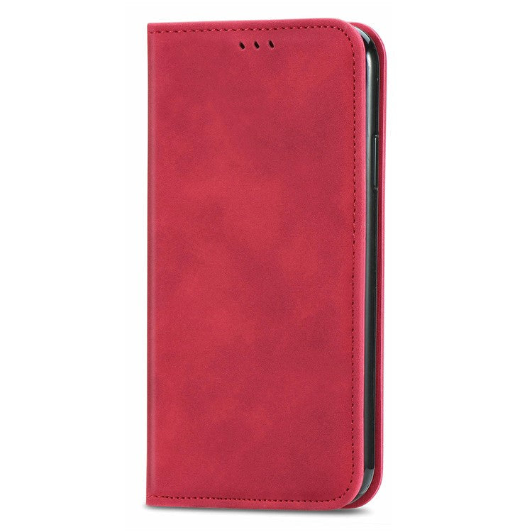 For Motorola Edge 50 Neo 5G / Moto S50 5G / Thinkphone 25 5G Case Skin Touch Feeling Card Slot Leather Phone Cover Stand Magnetic Absorption - Red
