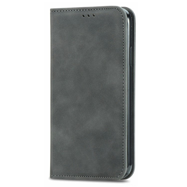 For Motorola Edge 50 Neo 5G / Moto S50 5G / Thinkphone 25 5G Case Skin Touch Feeling Card Slot Leather Phone Cover Stand Magnetic Absorption - Grey