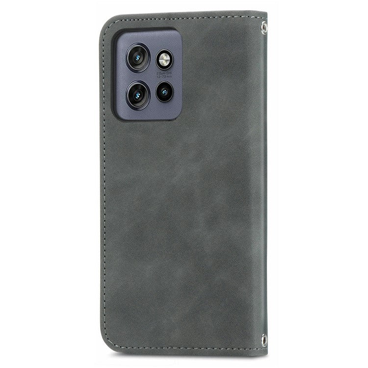 For Motorola Edge 50 Neo 5G / Moto S50 5G / Thinkphone 25 5G Case Skin Touch Feeling Card Slot Leather Phone Cover Stand Magnetic Absorption - Grey
