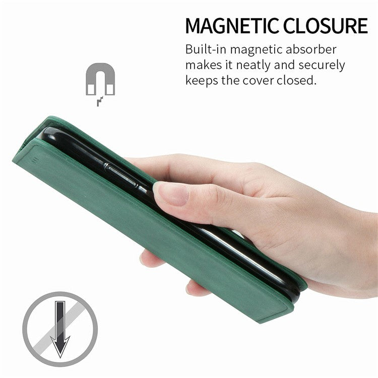 For Motorola Edge 50 Neo 5G / Moto S50 5G / Thinkphone 25 5G Case Skin Touch Feeling Card Slot Leather Phone Cover Stand Magnetic Absorption - Green
