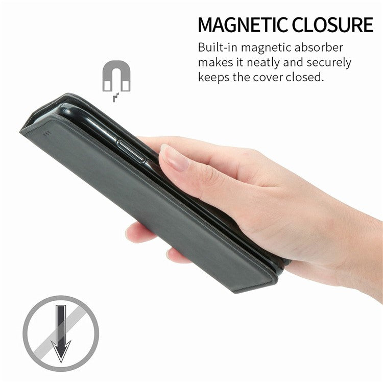 For Google Pixel 9 Pro XL Case Skin Touch Feeling Card Slot Leather Phone Cover Stand Magnetic Absorption - Black
