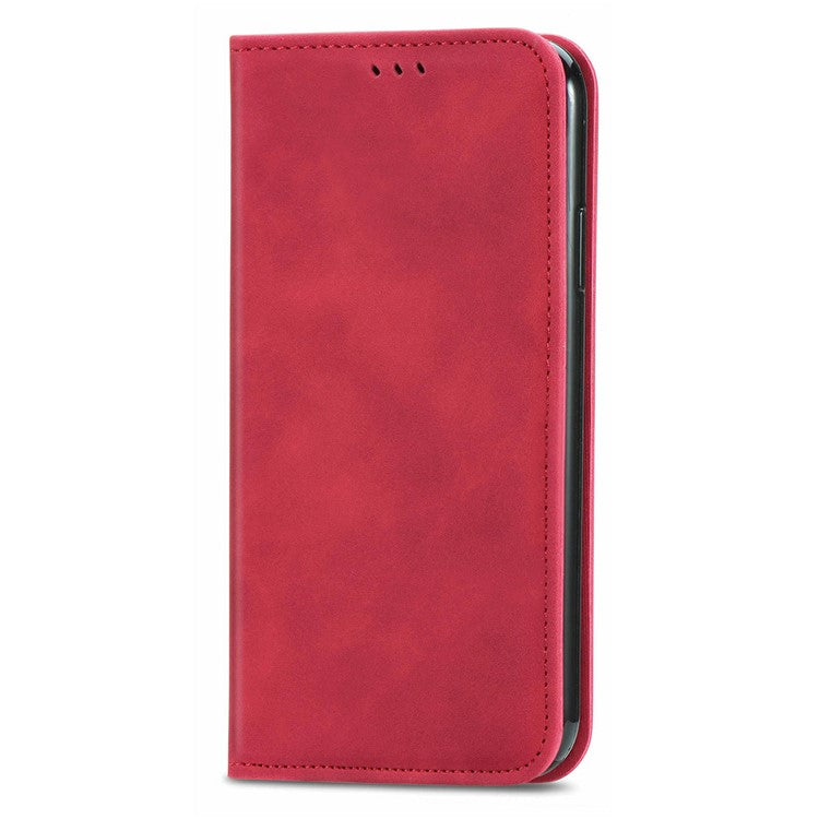 For Google Pixel 9 Pro XL Case Skin Touch Feeling Card Slot Leather Phone Cover Stand Magnetic Absorption - Red
