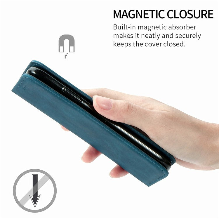 For Google Pixel 9 Pro XL Case Skin Touch Feeling Card Slot Leather Phone Cover Stand Magnetic Absorption - Dark Blue