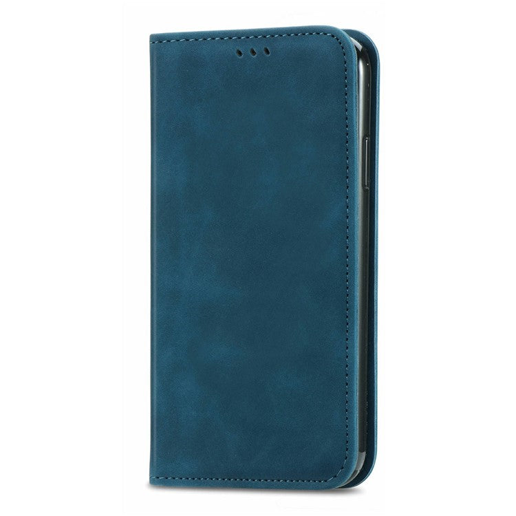 For Google Pixel 9 Pro XL Case Skin Touch Feeling Card Slot Leather Phone Cover Stand Magnetic Absorption - Dark Blue