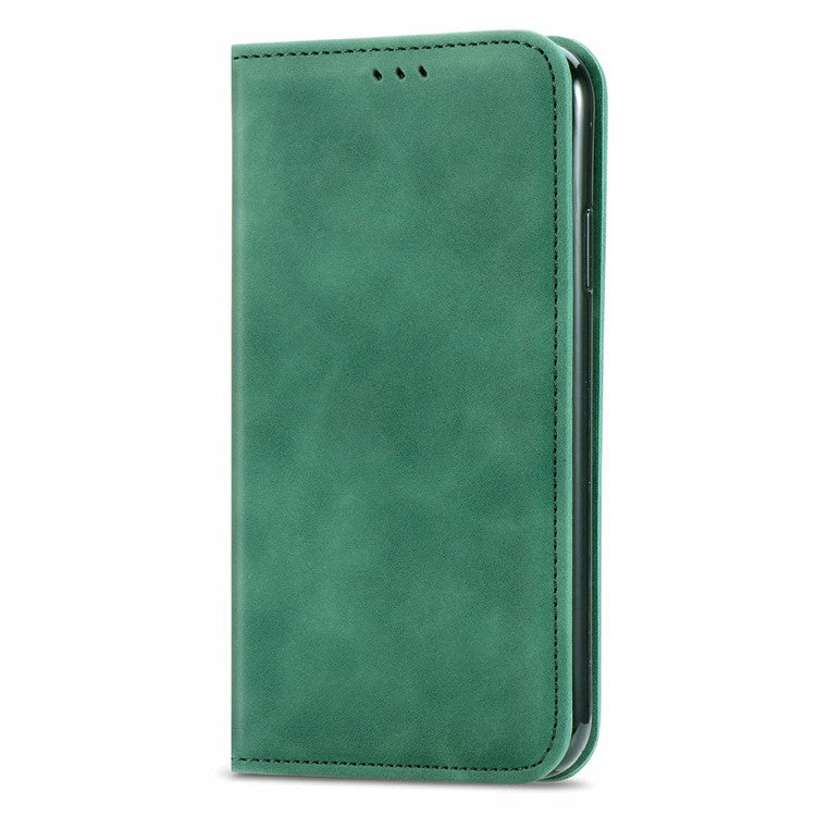 For Google Pixel 9 Pro XL Case Skin Touch Feeling Card Slot Leather Phone Cover Stand Magnetic Absorption - Green