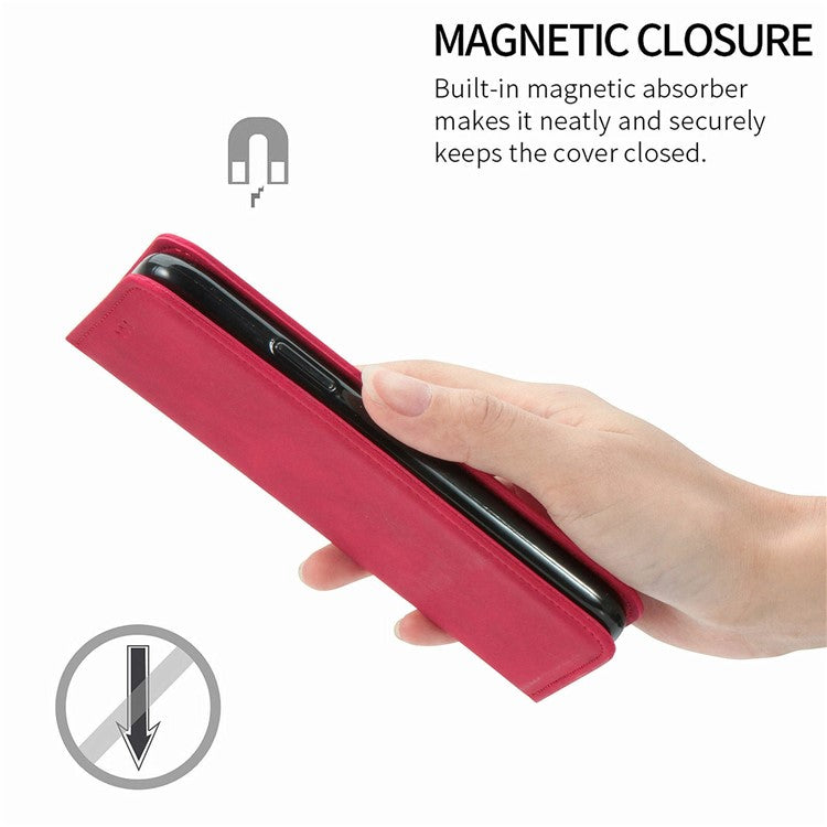For Google Pixel 9 Pro  /  Pixel 9 Case Skin Touch Feeling Card Slot Leather Phone Cover Stand Magnetic Absorption - Red